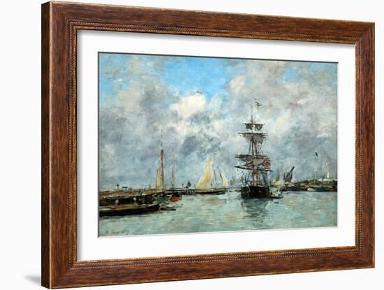 Trouville Harbour (Oil on Canvas)-Eugene Louis Boudin-Framed Giclee Print