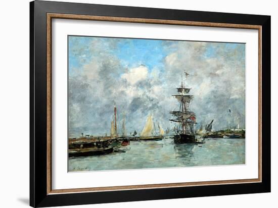 Trouville Harbour (Oil on Canvas)-Eugene Louis Boudin-Framed Giclee Print