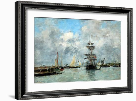 Trouville Harbour (Oil on Canvas)-Eugene Louis Boudin-Framed Giclee Print