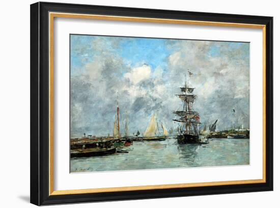 Trouville Harbour (Oil on Canvas)-Eugene Louis Boudin-Framed Giclee Print