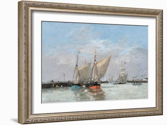 Trouville, The Jetties, High Tide, 1876-Eugene Louis Boudin-Framed Giclee Print