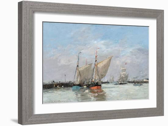 Trouville, The Jetties, High Tide, 1876-Eugene Louis Boudin-Framed Giclee Print