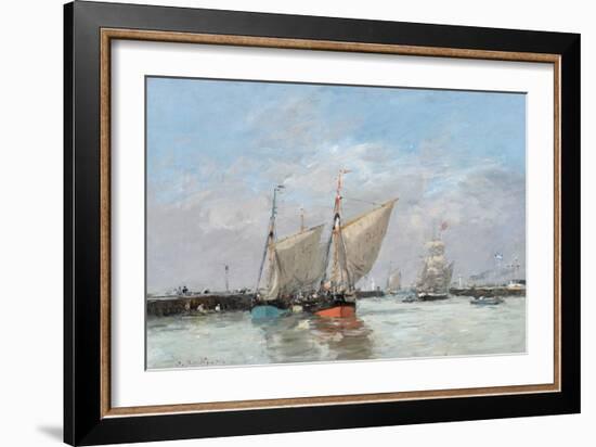 Trouville, The Jetties, High Tide, 1876-Eugene Louis Boudin-Framed Giclee Print