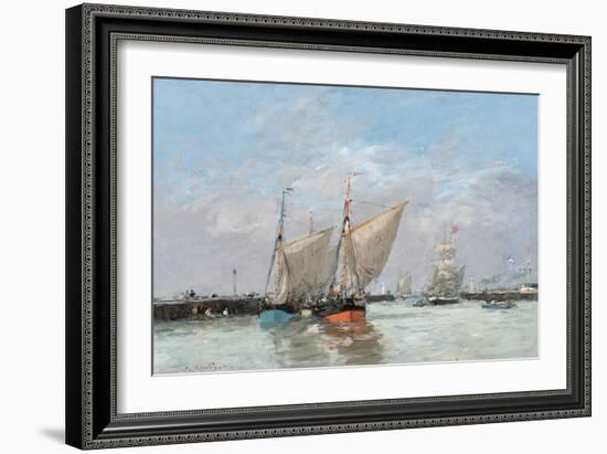 Trouville, The Jetties, High Tide, 1876-Eugene Louis Boudin-Framed Giclee Print