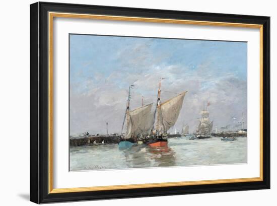 Trouville, The Jetties, High Tide, 1876-Eugene Louis Boudin-Framed Giclee Print