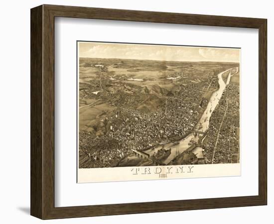 Troy, New York - Panoramic Map-Lantern Press-Framed Art Print