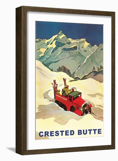 Truck Hauling Skiers, Crested Butte, Colorado-null-Framed Art Print