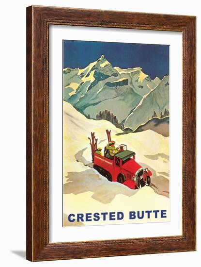 Truck Hauling Skiers, Crested Butte, Colorado-null-Framed Art Print