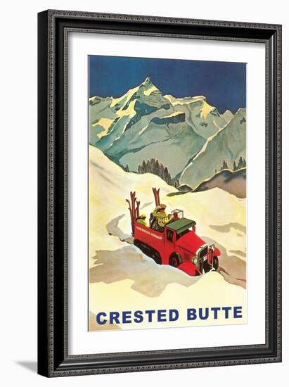 Truck Hauling Skiers, Crested Butte, Colorado-null-Framed Art Print