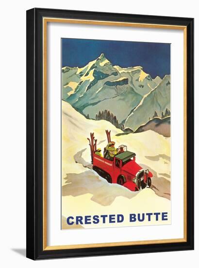 Truck Hauling Skiers, Crested Butte, Colorado-null-Framed Art Print