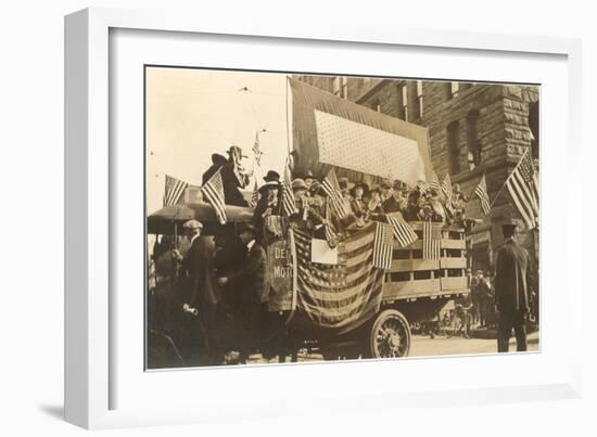 Truck in Parade with Flags-null-Framed Art Print
