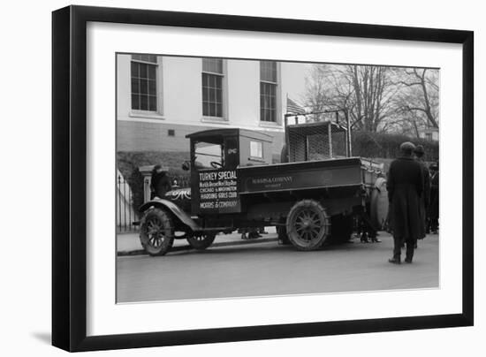 Truck Marked as the Turkey Special Delivers a Turkey to the White House for Thanksgiving-null-Framed Art Print