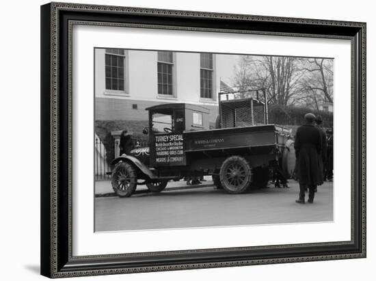 Truck Marked as the Turkey Special Delivers a Turkey to the White House for Thanksgiving-null-Framed Art Print