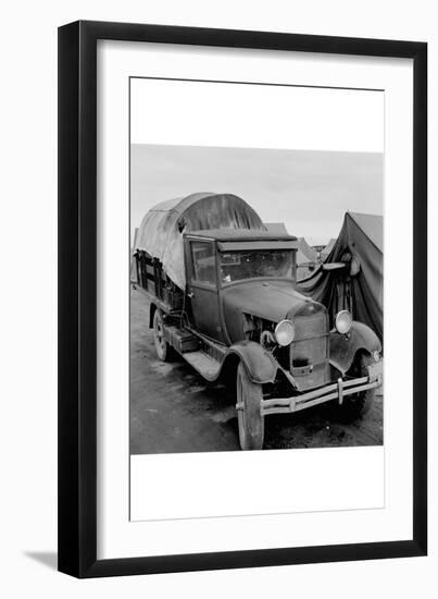 Truck Parked by Tent in Fsa Site-Dorothea Lange-Framed Art Print