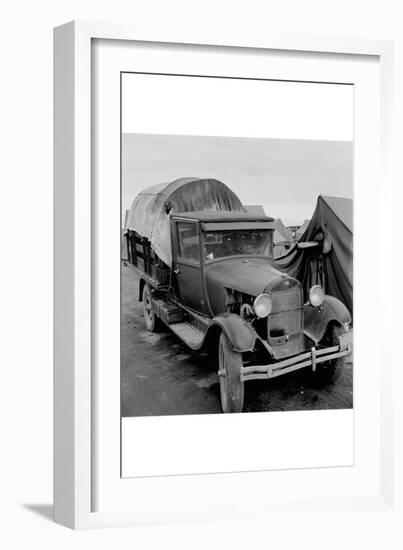 Truck Parked by Tent in Fsa Site-Dorothea Lange-Framed Art Print