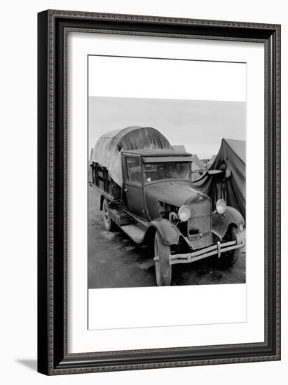 Truck Parked by Tent in Fsa Site-Dorothea Lange-Framed Art Print