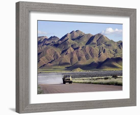 Truck Passing Through the Naukluft Mountains Near Solitaire, Namibia-Julian Love-Framed Photographic Print