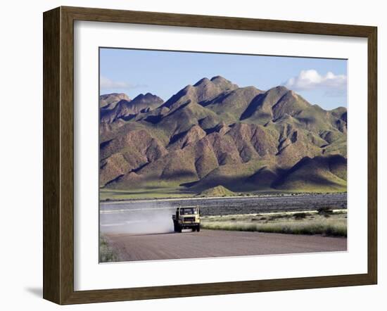 Truck Passing Through the Naukluft Mountains Near Solitaire, Namibia-Julian Love-Framed Photographic Print