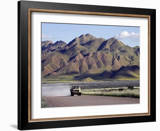 Truck Passing Through the Naukluft Mountains Near Solitaire, Namibia-Julian Love-Framed Photographic Print