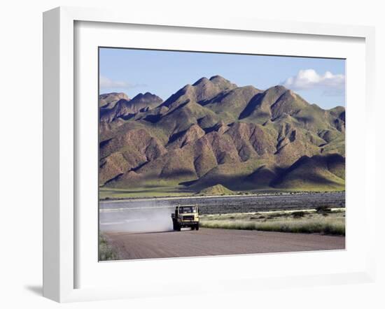 Truck Passing Through the Naukluft Mountains Near Solitaire, Namibia-Julian Love-Framed Photographic Print