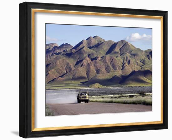 Truck Passing Through the Naukluft Mountains Near Solitaire, Namibia-Julian Love-Framed Photographic Print