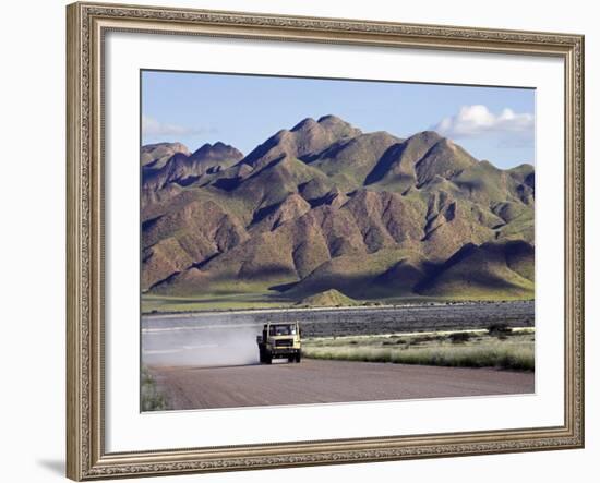 Truck Passing Through the Naukluft Mountains Near Solitaire, Namibia-Julian Love-Framed Photographic Print