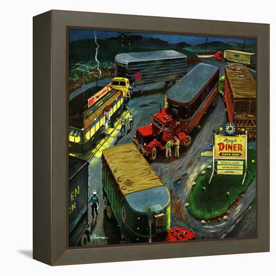 "Truck Stop Diner", October 10, 1953-Ben Kimberly Prins-Framed Premier Image Canvas