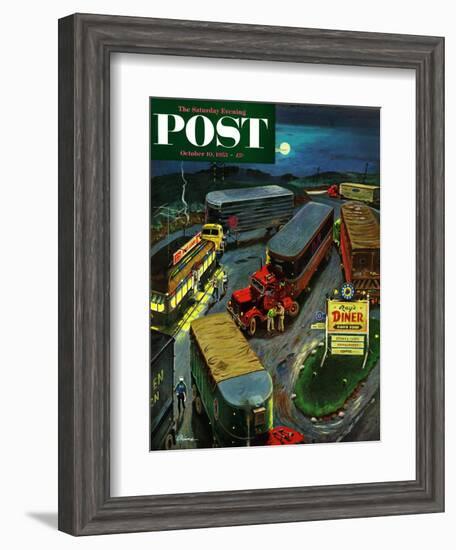 "Truck Stop Diner" Saturday Evening Post Cover, October 10, 1953-Ben Kimberly Prins-Framed Giclee Print