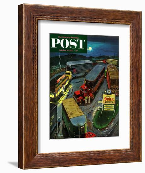 "Truck Stop Diner" Saturday Evening Post Cover, October 10, 1953-Ben Kimberly Prins-Framed Giclee Print