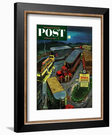 "Truck Stop Diner" Saturday Evening Post Cover, October 10, 1953-Ben Kimberly Prins-Framed Giclee Print