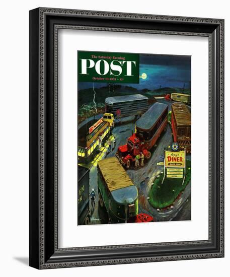 "Truck Stop Diner" Saturday Evening Post Cover, October 10, 1953-Ben Kimberly Prins-Framed Giclee Print