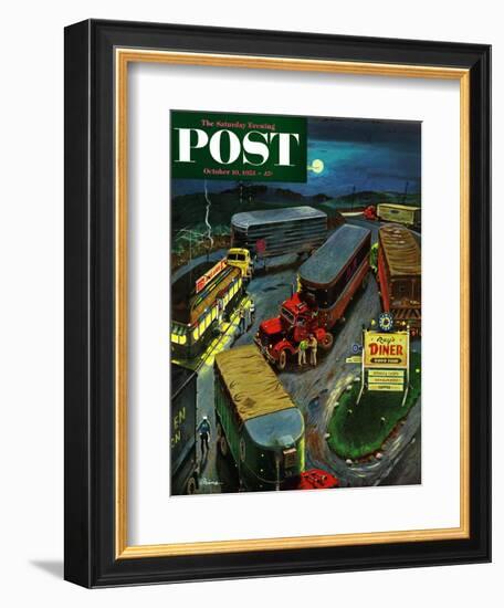 "Truck Stop Diner" Saturday Evening Post Cover, October 10, 1953-Ben Kimberly Prins-Framed Giclee Print