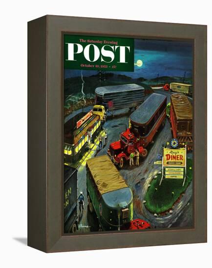 "Truck Stop Diner" Saturday Evening Post Cover, October 10, 1953-Ben Kimberly Prins-Framed Premier Image Canvas