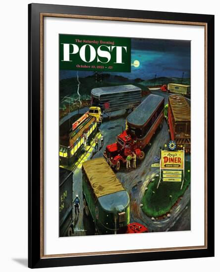 "Truck Stop Diner" Saturday Evening Post Cover, October 10, 1953-Ben Kimberly Prins-Framed Giclee Print