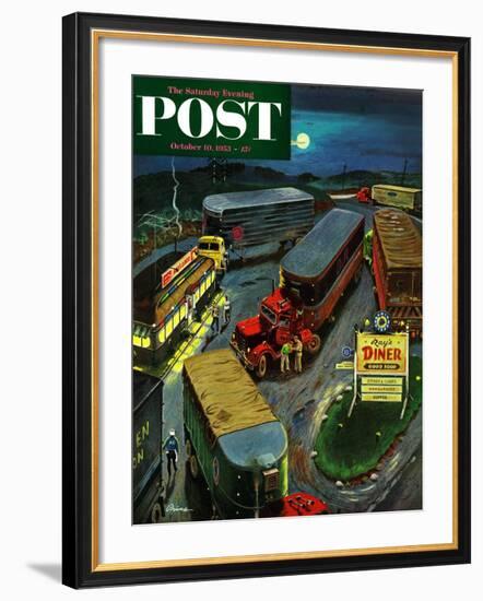 "Truck Stop Diner" Saturday Evening Post Cover, October 10, 1953-Ben Kimberly Prins-Framed Giclee Print