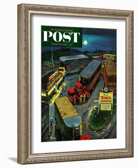 "Truck Stop Diner" Saturday Evening Post Cover, October 10, 1953-Ben Kimberly Prins-Framed Giclee Print