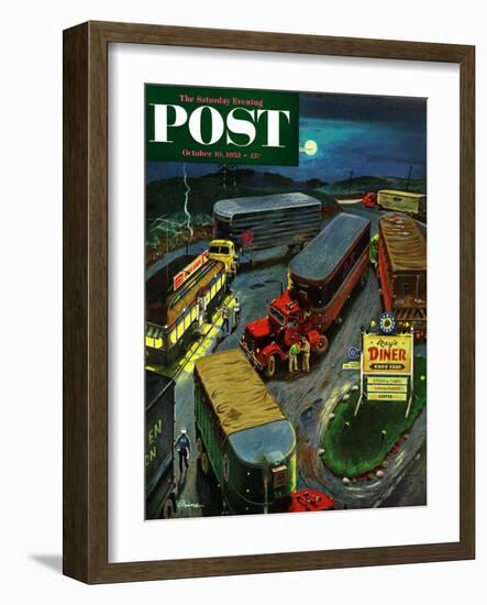 "Truck Stop Diner" Saturday Evening Post Cover, October 10, 1953-Ben Kimberly Prins-Framed Giclee Print