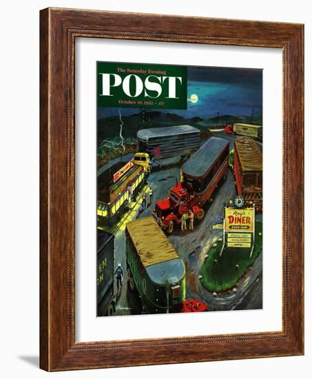 "Truck Stop Diner" Saturday Evening Post Cover, October 10, 1953-Ben Kimberly Prins-Framed Giclee Print