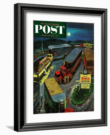 "Truck Stop Diner" Saturday Evening Post Cover, October 10, 1953-Ben Kimberly Prins-Framed Giclee Print