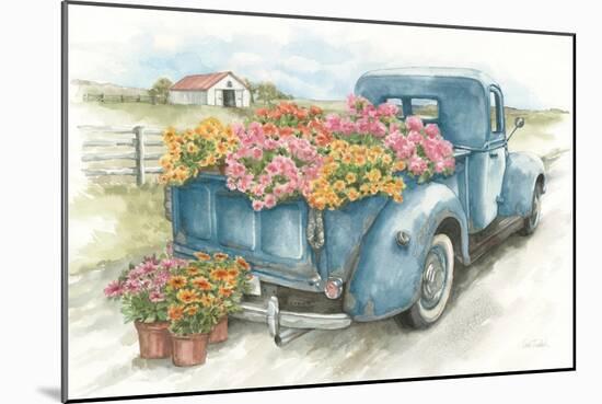 Truck with Flowers on Blue-Leslie Trimbach-Mounted Art Print