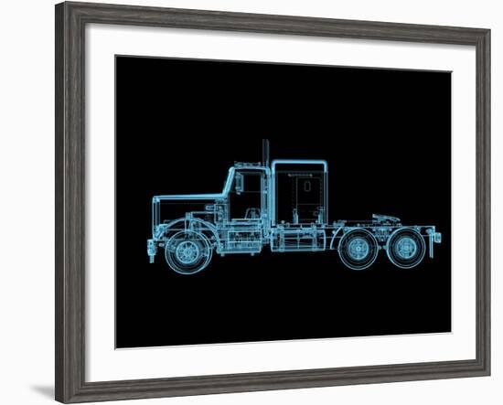 Truck X-Ray Blue Transparent Isolated on Black-sauliusl-Framed Art Print