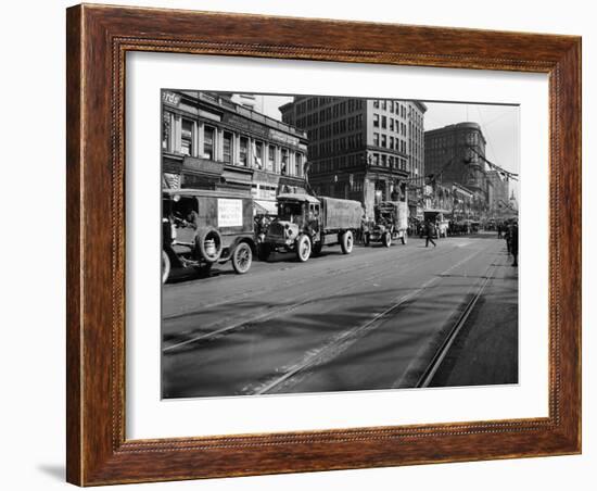 Trucks in Market Street, San Francisco, USA, C1922-null-Framed Photographic Print