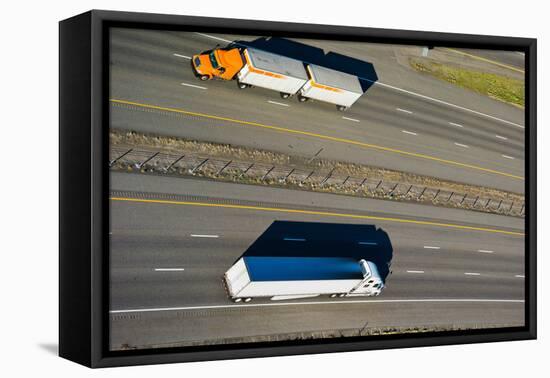 Trucks Moving on a Highway, Interstate 80, Park City, Utah, USA-null-Framed Stretched Canvas