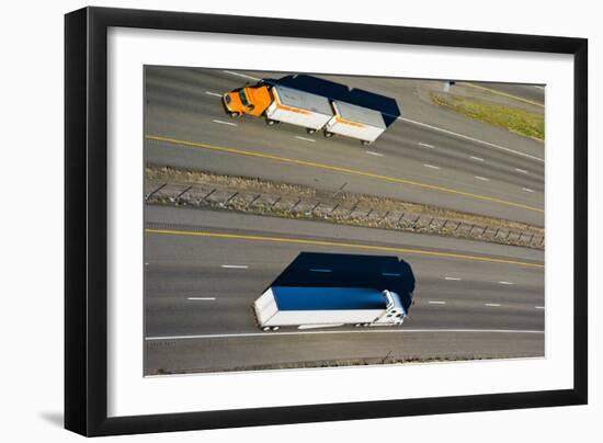 Trucks Moving on a Highway, Interstate 80, Park City, Utah, USA-null-Framed Photographic Print