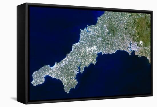 True-colour Satellite Image of Cornwall, UK-PLANETOBSERVER-Framed Premier Image Canvas