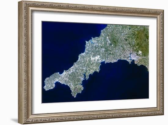 True-colour Satellite Image of Cornwall, UK-PLANETOBSERVER-Framed Photographic Print