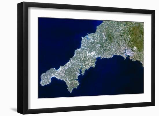 True-colour Satellite Image of Cornwall, UK-PLANETOBSERVER-Framed Photographic Print