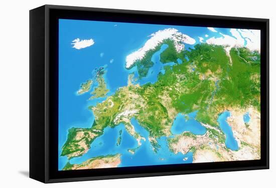 True Colour Satellite Image of Europe-PLANETOBSERVER-Framed Premier Image Canvas