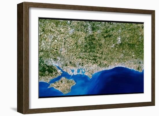 True-colour Satellite Image of Hampshire-PLANETOBSERVER-Framed Premium Photographic Print