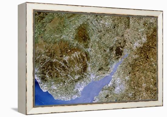 True-colour Satellite Image of Severn Estuary, UK-PLANETOBSERVER-Framed Premier Image Canvas